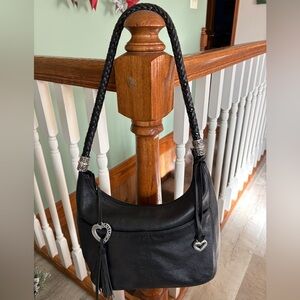 Brighton Barbados Hobo Shoulder Bag Black Pebbled Leather  EUC $395